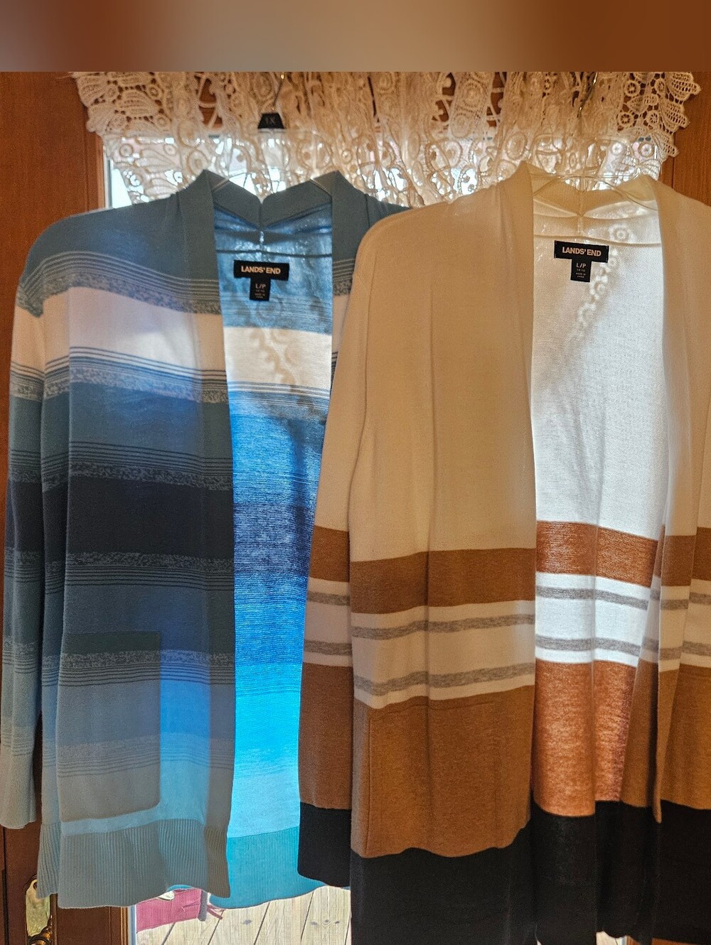 Womens LOT OF 2 NWOT Striped CARTIGANS FROM LANDS END PETITE LARGE